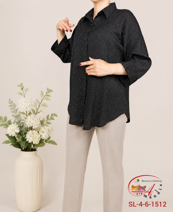 شومیز طرح پلیسه نگین پراکنده(SL-4-6-1512) - Image 1